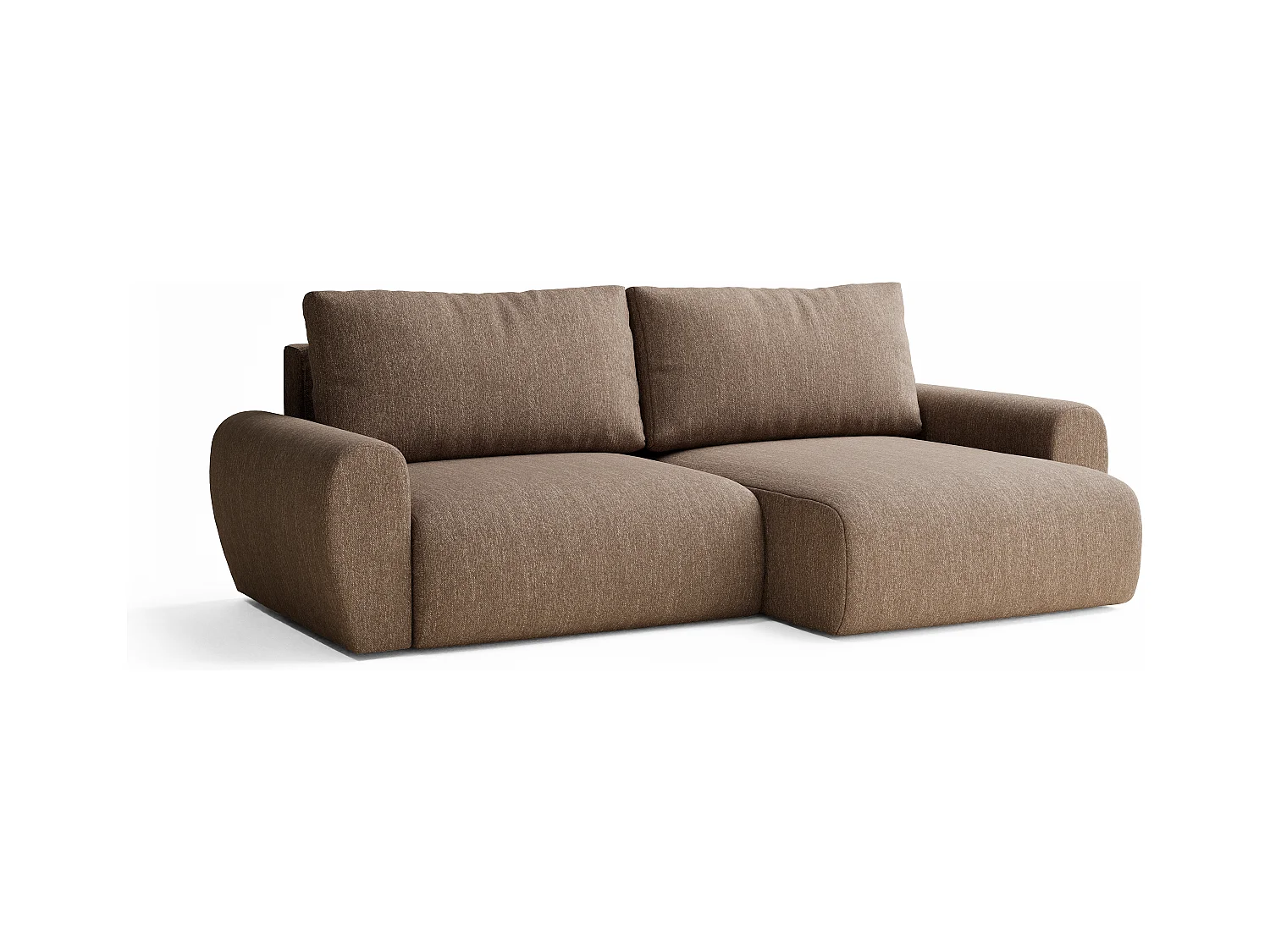 Canapé d'angle convertible Numba im tissu tresse - 3 places - brun