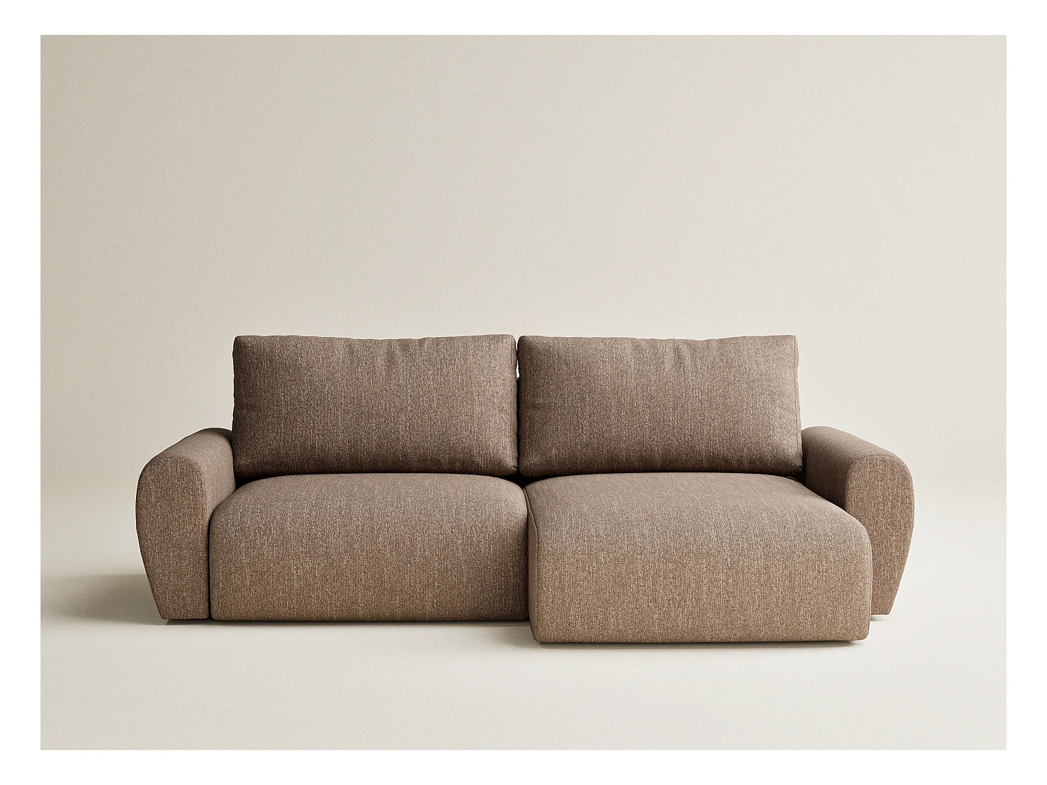 Canapé d'angle convertible Numba im tissu tresse - 3 places - brun