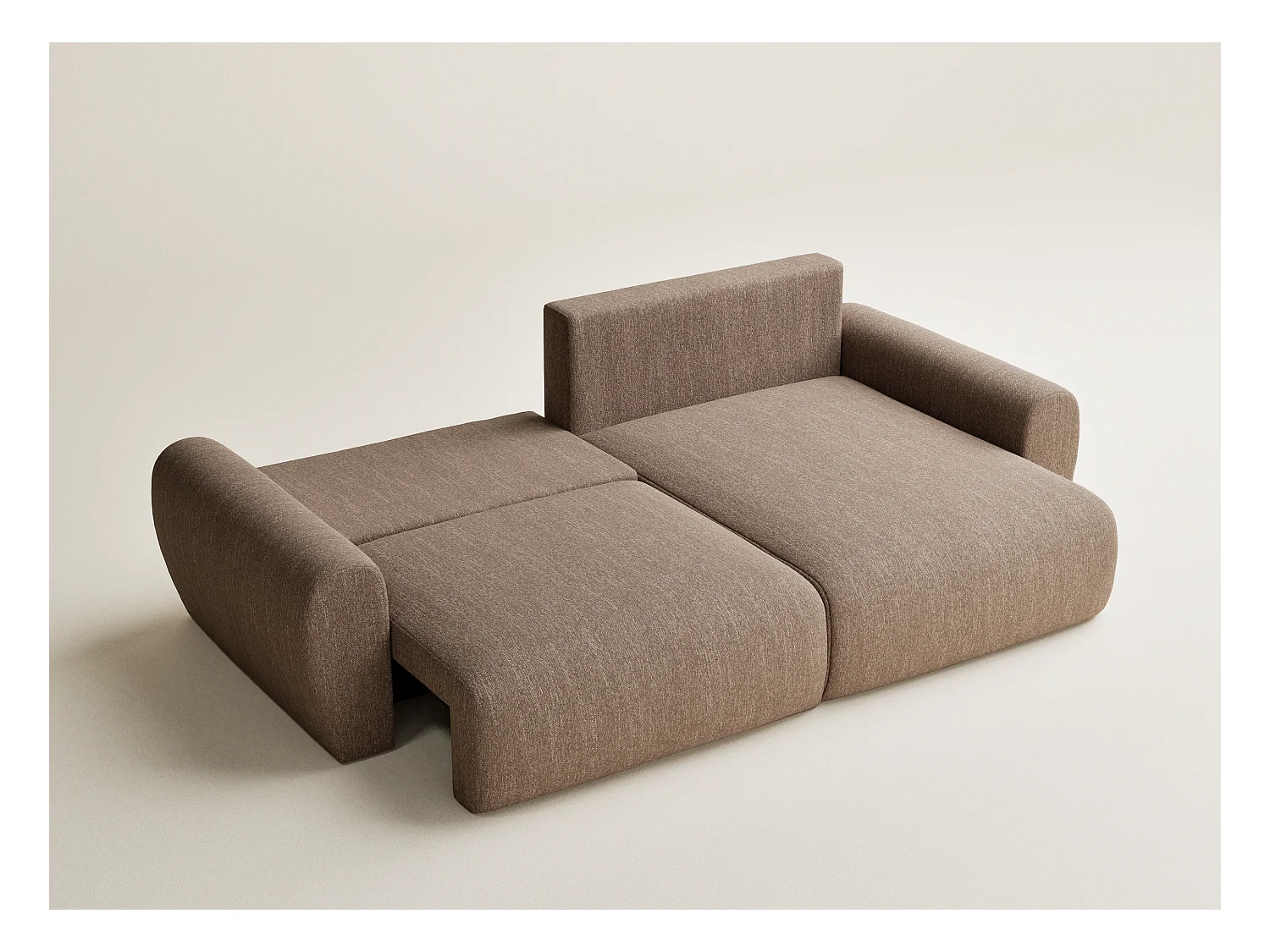 Ecksofa mit Schlaffunktion Numba aus Webstoff - Drei-Personen - braun