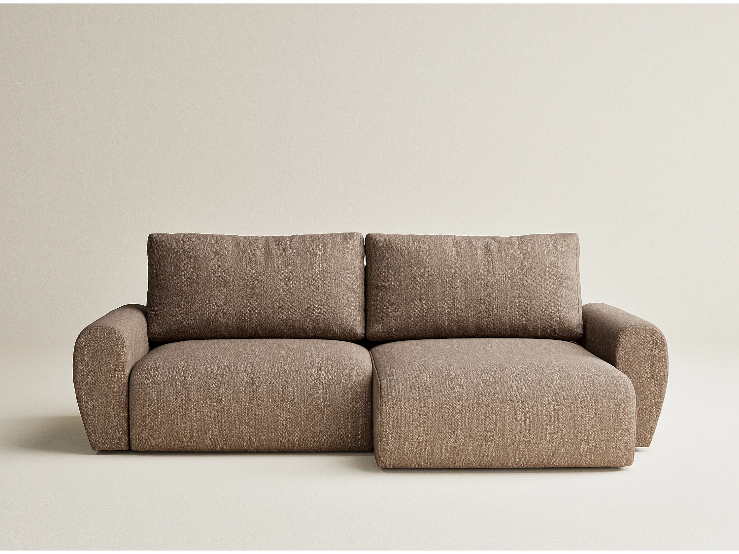 Ecksofa mit Schlaffunktion Numba aus Webstoff - Drei-Personen - braun