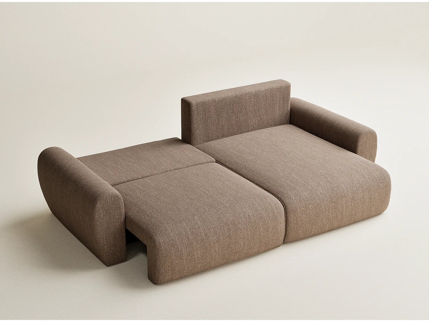 Ecksofa mit Schlaffunktion Numba aus Webstoff - Drei-Personen - braun