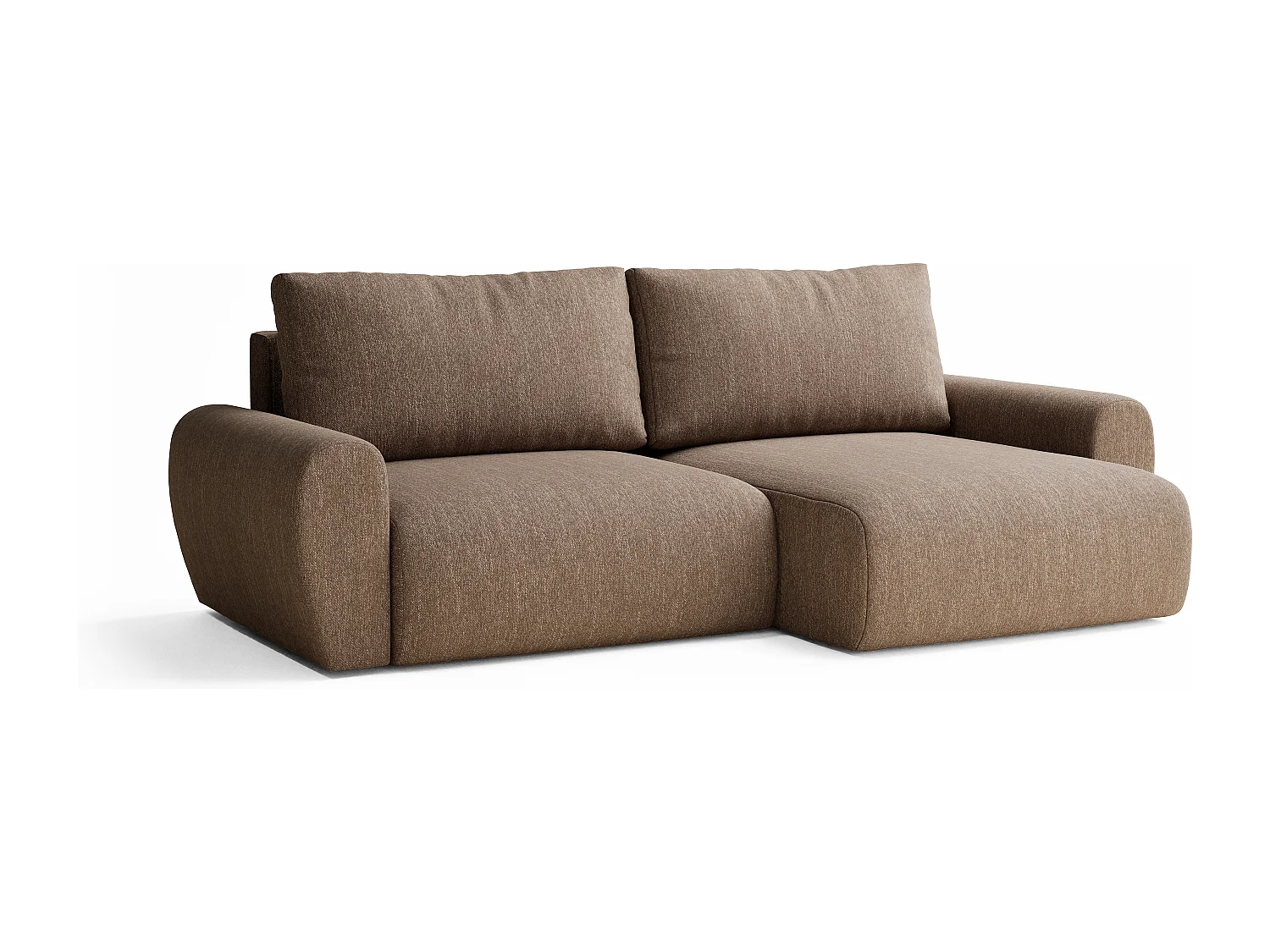 Canapé d'angle convertible Numba im tissu tresse - 3 places - brun