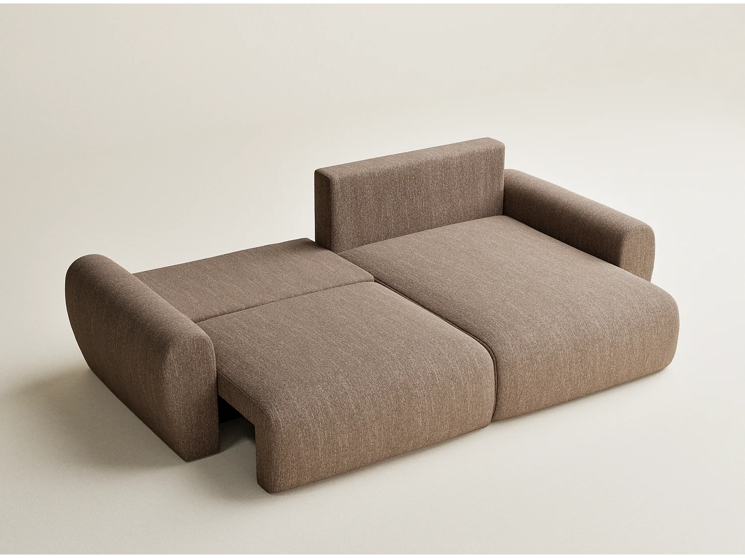 Canapé d'angle convertible Numba im tissu tresse - 3 places - brun