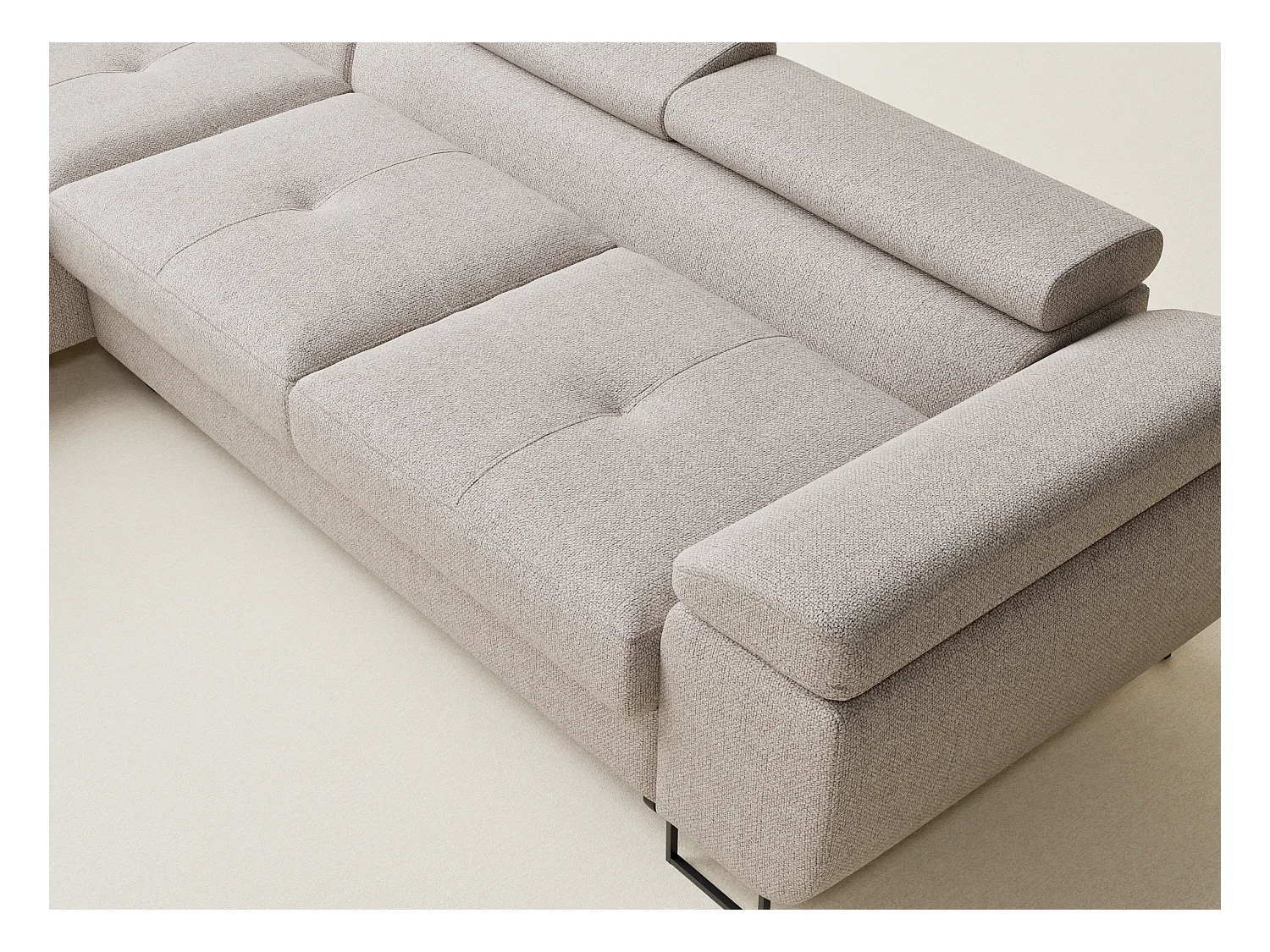 Canapé d'angle convertible Concord im tissu tresse - 5 places - beige clair