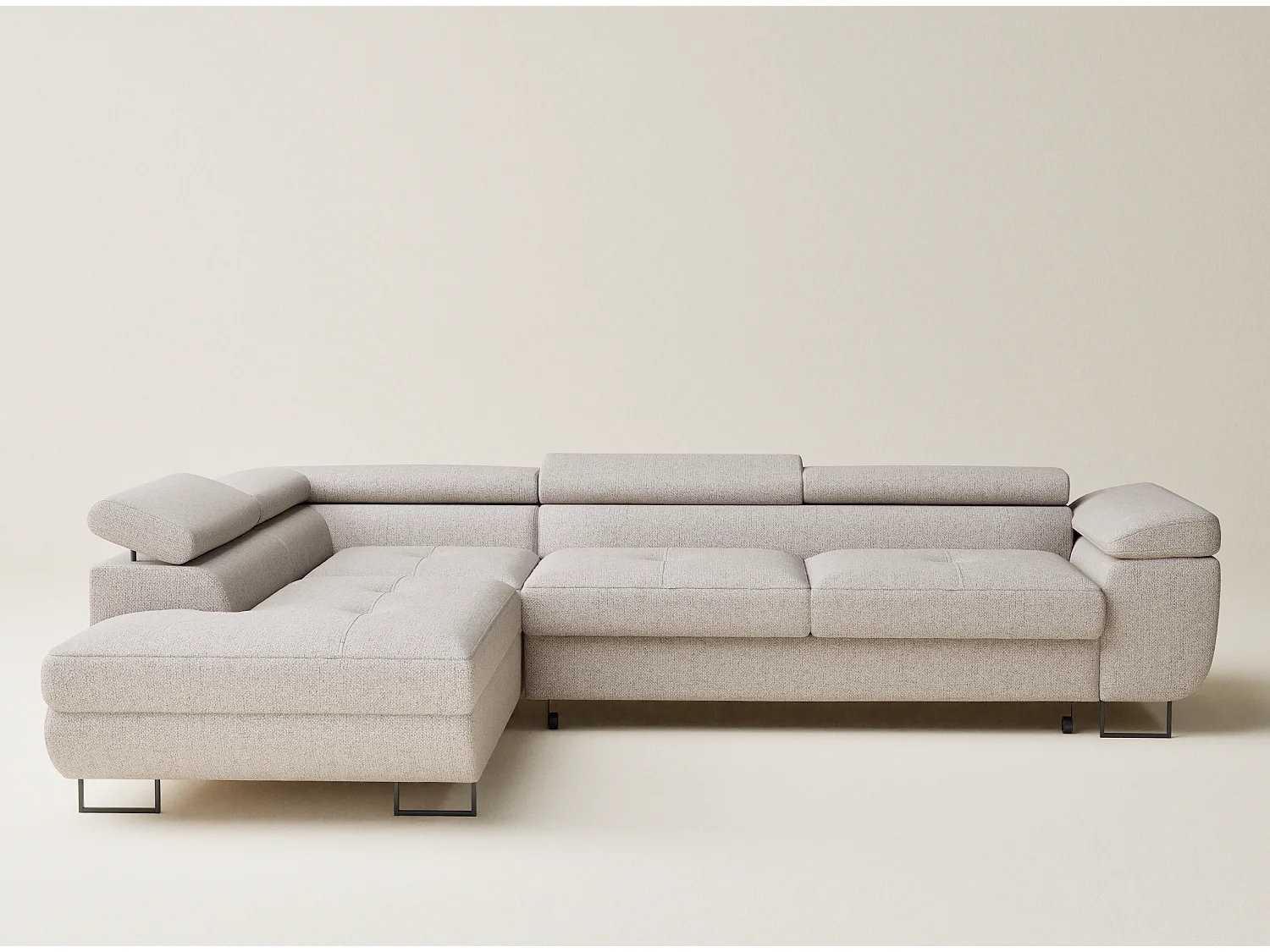 Ecksofa mit Schlaffunktion Concord aus Webstoff - Vier-Personen - hellbeige