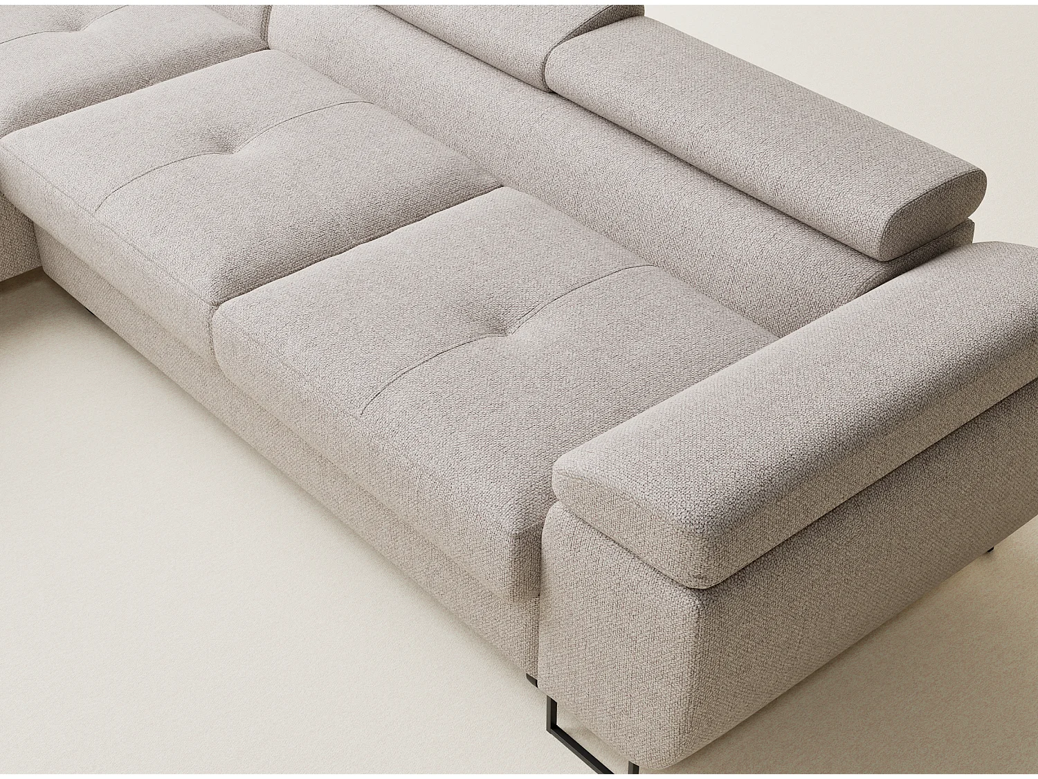 Ecksofa mit Schlaffunktion Concord aus Webstoff - Vier-Personen - hellbeige