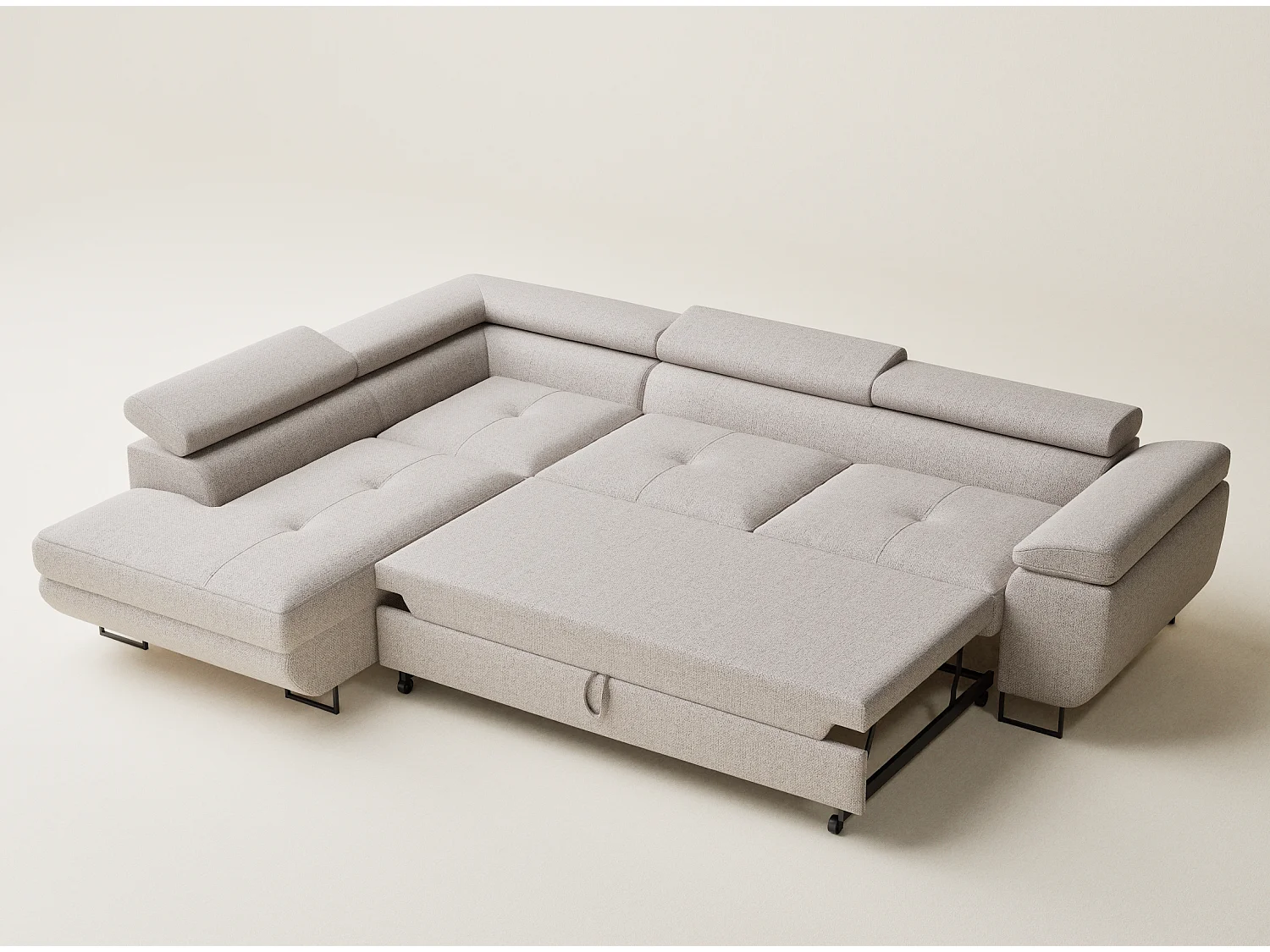 Ecksofa mit Schlaffunktion Concord aus Webstoff - Vier-Personen - hellbeige