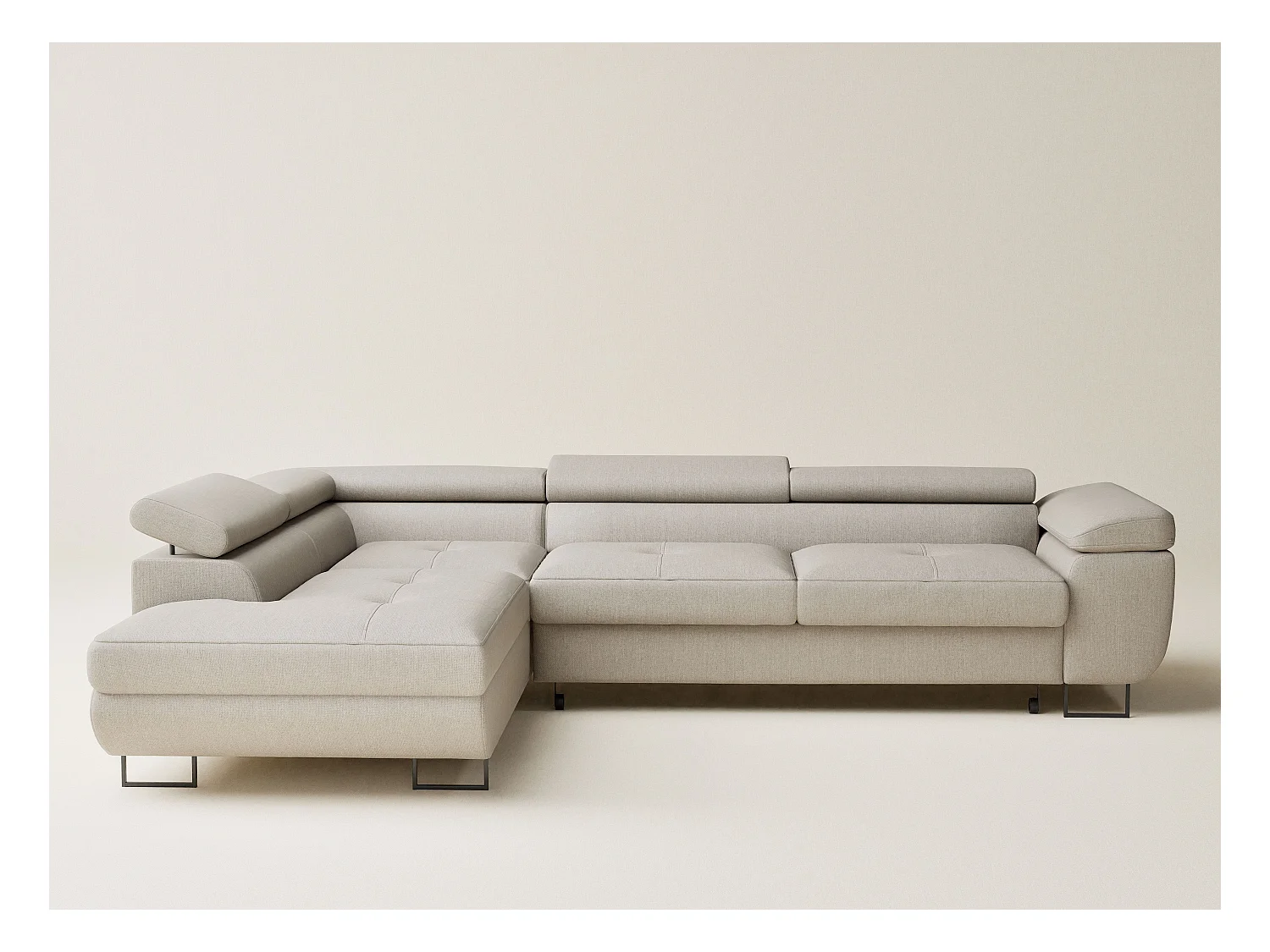 Canapé d'angle convertible Concord im tissu tresse - 5 places - beige