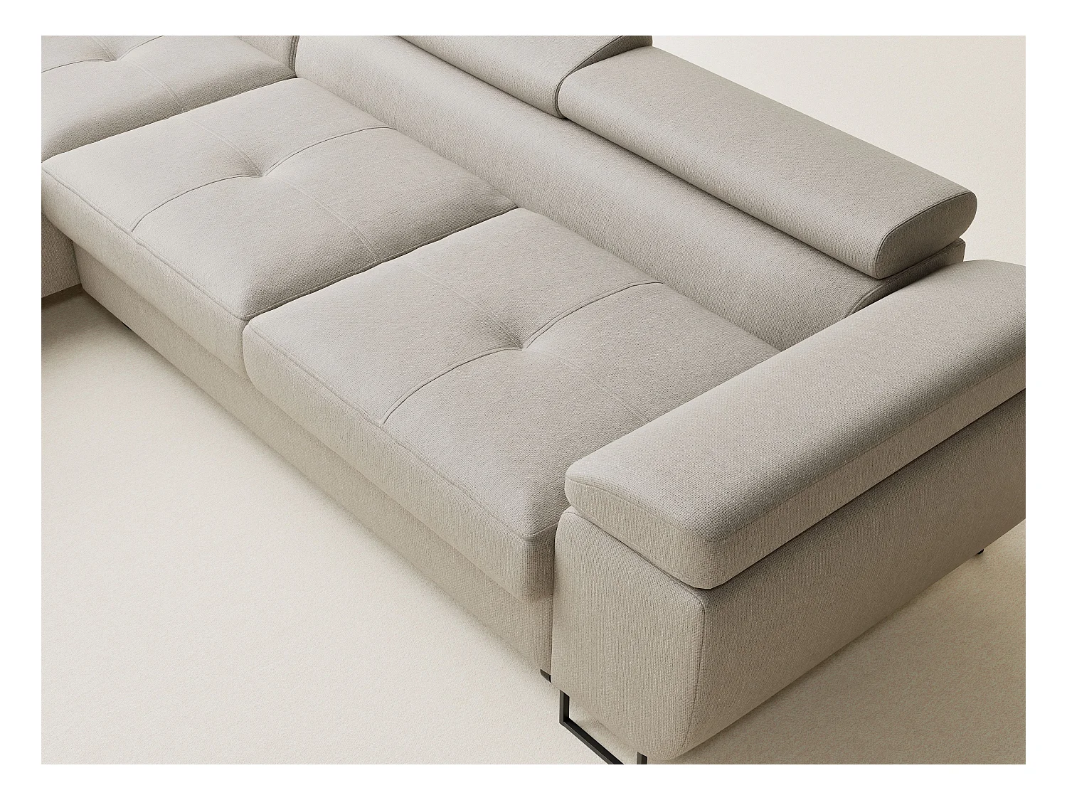 Canapé d'angle convertible Concord im tissu tresse - 5 places - beige