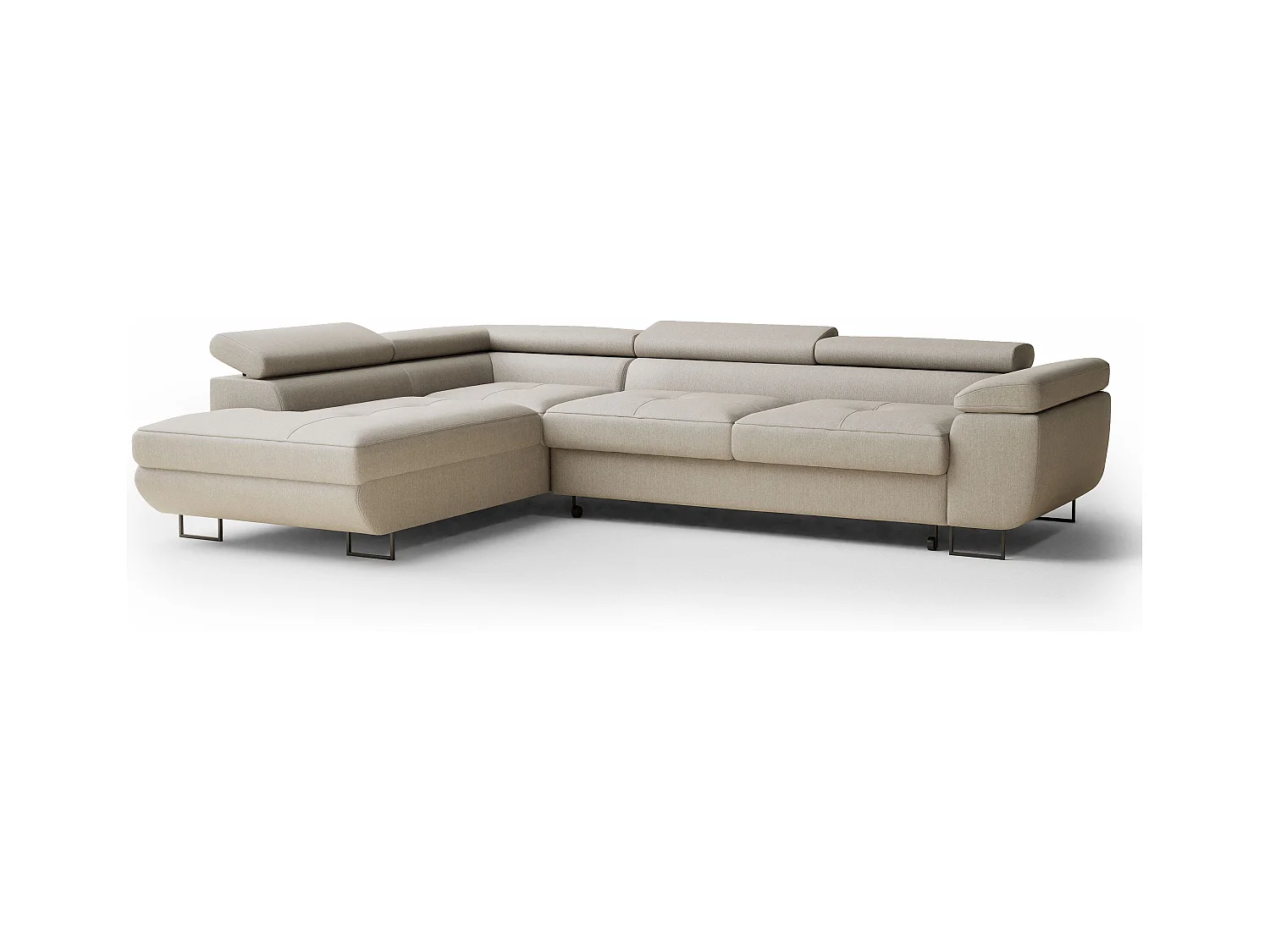 Ecksofa mit Schlaffunktion Concord aus Webstoff - Vier-Personen - beige