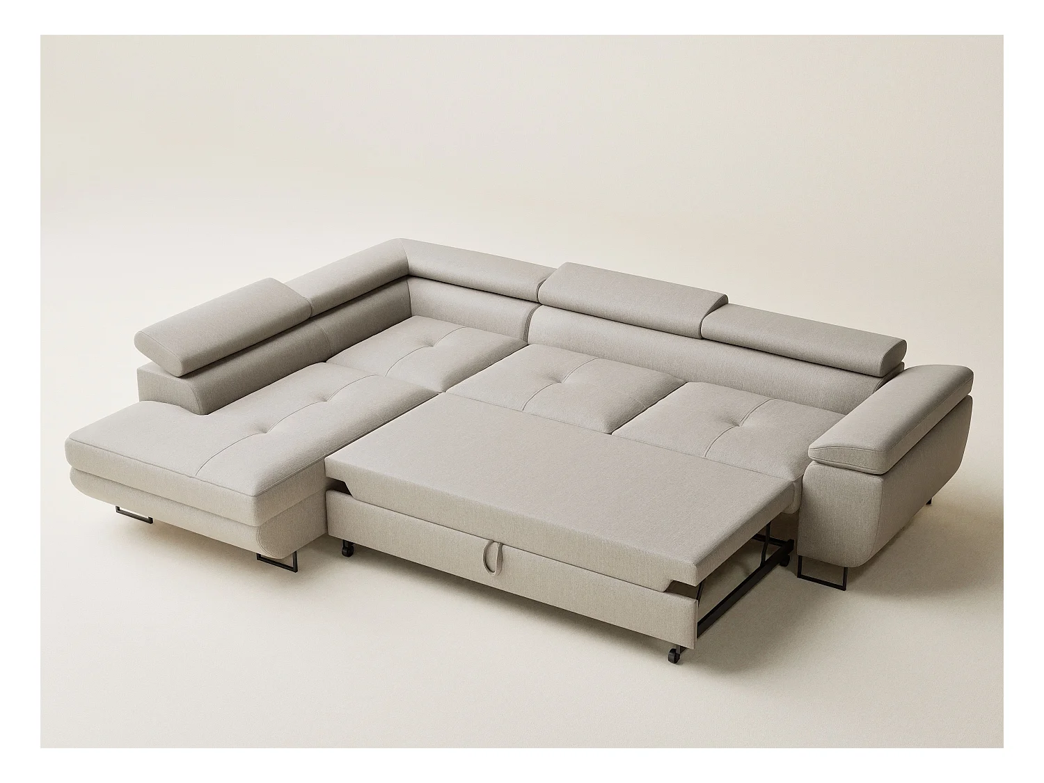 Canapé d'angle convertible Concord im tissu tresse - 5 places - beige