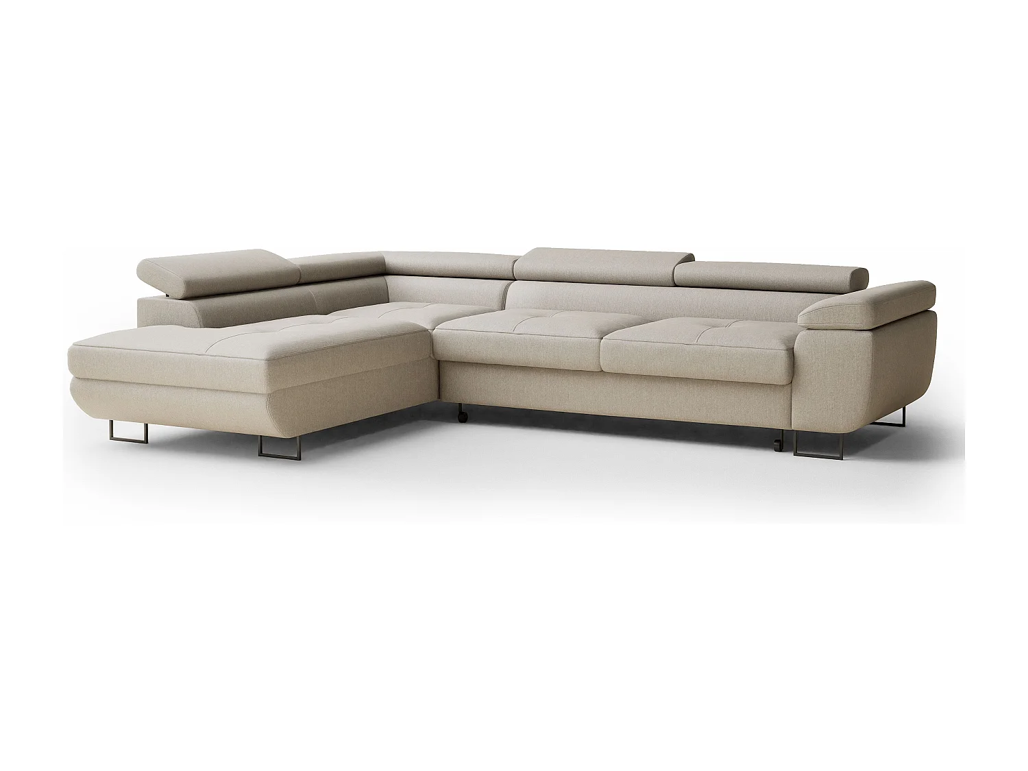 Canapé d'angle convertible Concord im tissu tresse - 5 places - beige