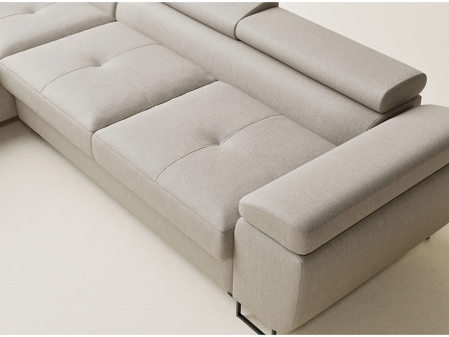 Canapé d'angle convertible Concord im tissu tresse - 5 places - beige