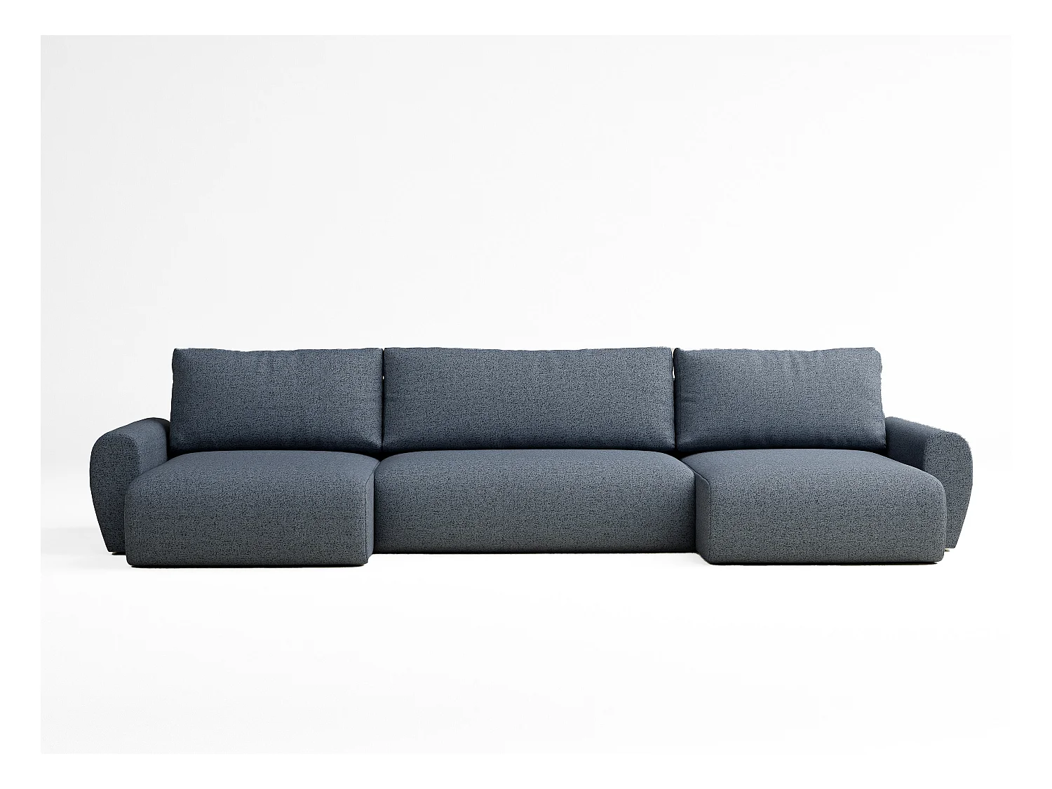 Canapé panoramique convertible Numba im tissu tresse - 6 places - bleu gris