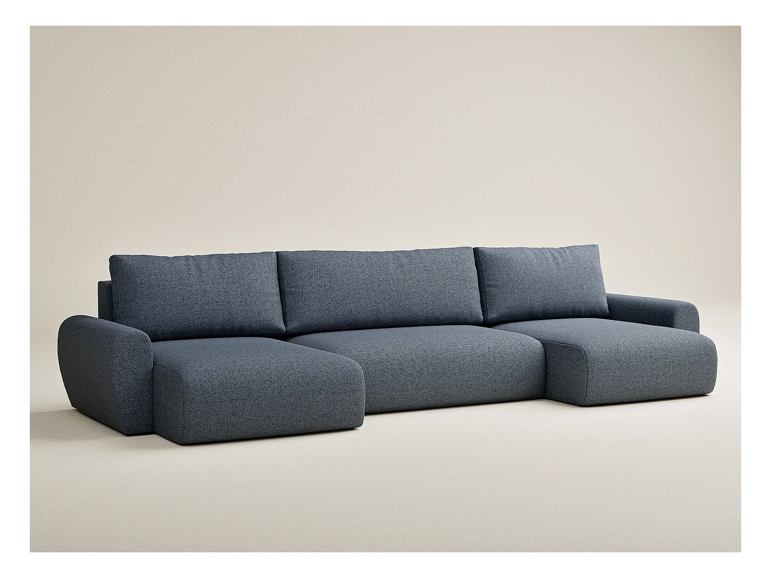 Canapé panoramique convertible Numba im tissu tresse - 6 places - bleu gris