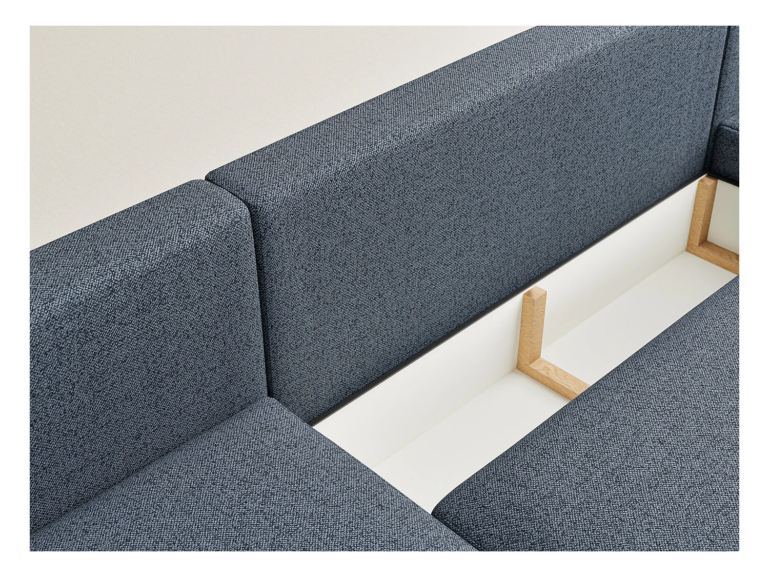 Canapé panoramique convertible Numba im tissu tresse - 6 places - bleu gris