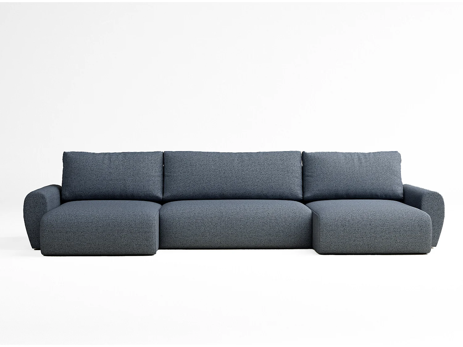 Canapé panoramique convertible Numba im tissu tresse - 6 places - bleu gris
