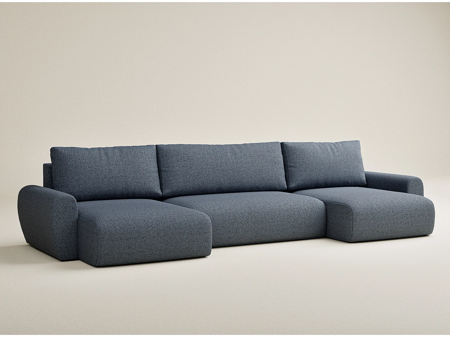 Canapé panoramique convertible Numba im tissu tresse - 6 places - bleu gris