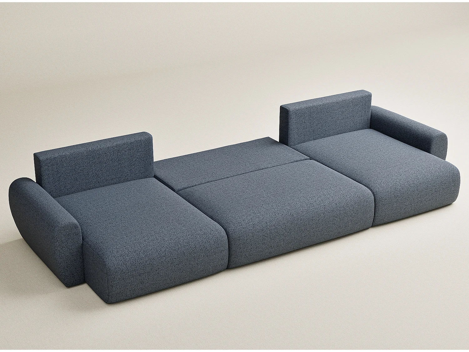 Canapé panoramique convertible Numba im tissu tresse - 6 places - bleu gris