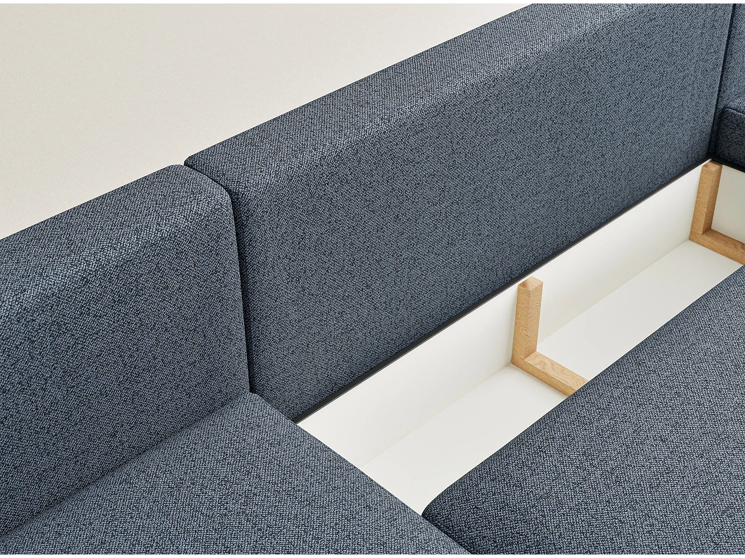 Canapé panoramique convertible Numba im tissu tresse - 6 places - bleu gris