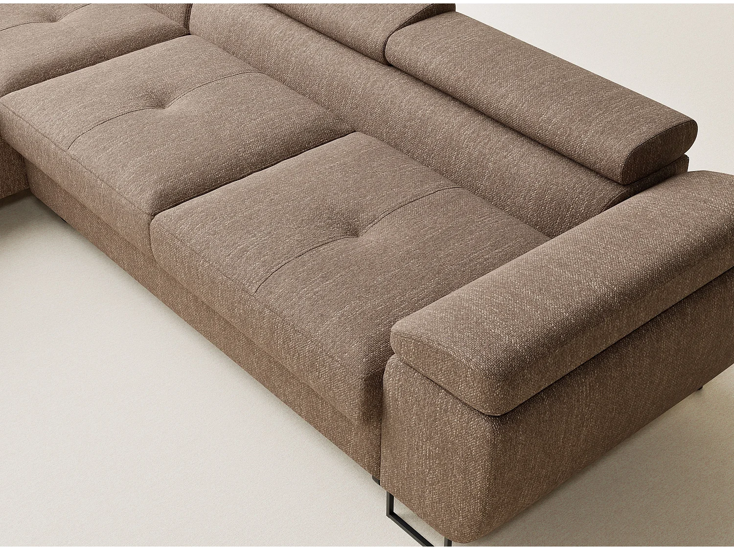 Canapé d'angle convertible Concord im tissu tresse - 5 places - brun