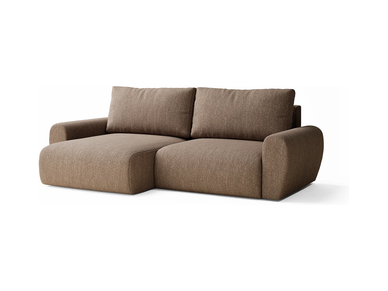 Canapé d'angle convertible Numba im tissu tresse - 3 places - brun