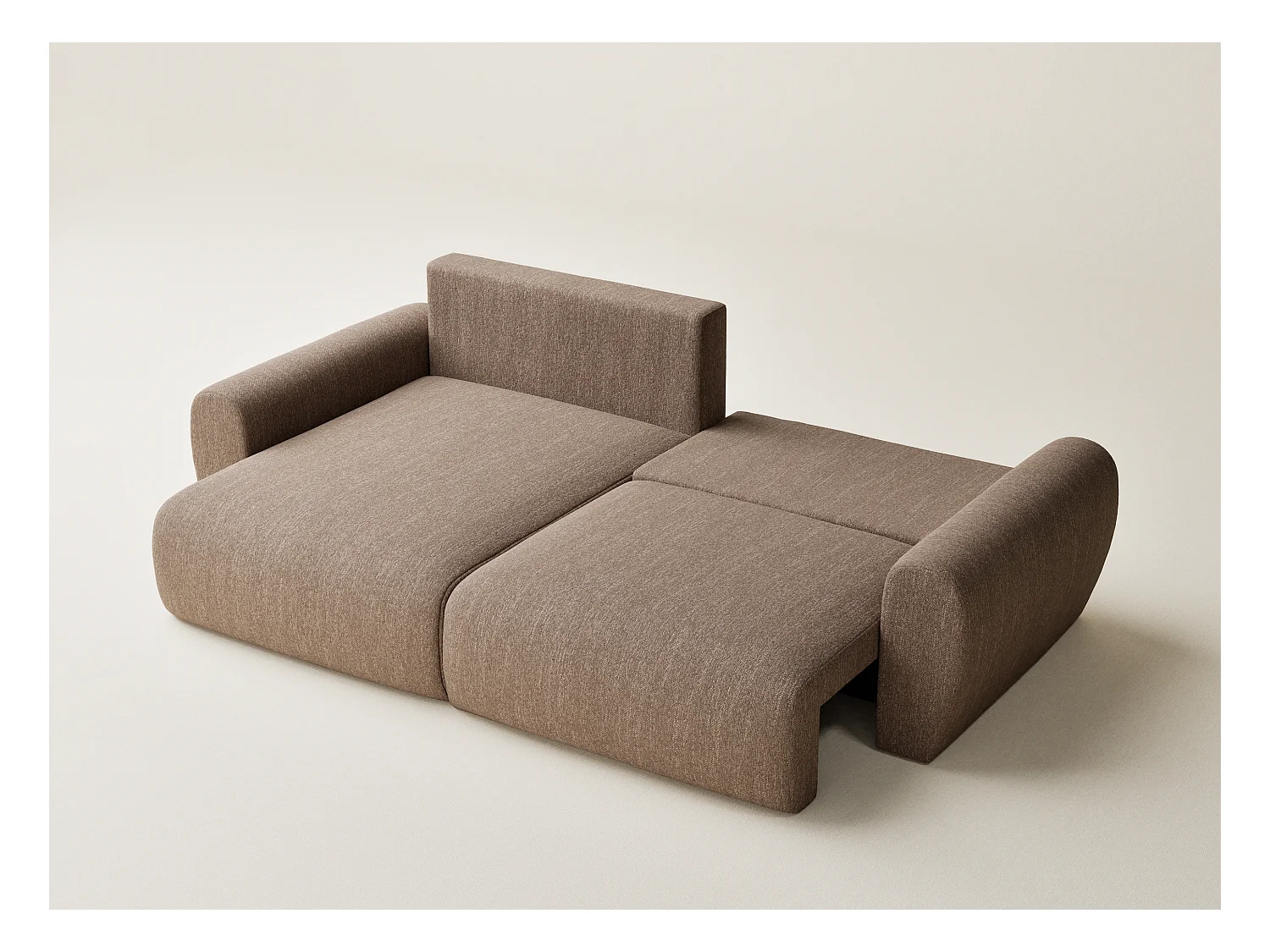 Canapé d'angle convertible Numba im tissu tresse - 3 places - brun