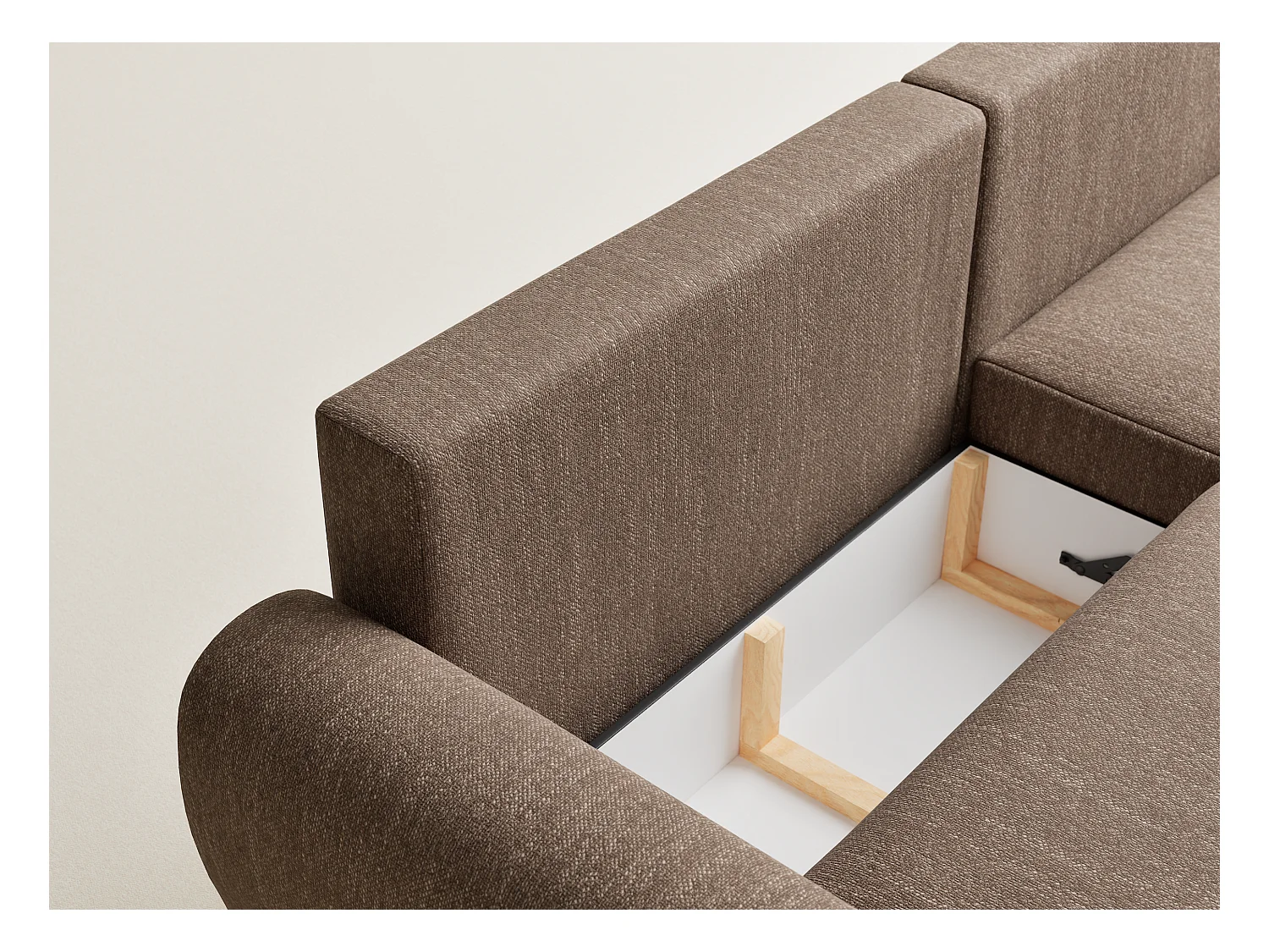 Canapé d'angle convertible Numba im tissu tresse - 3 places - brun