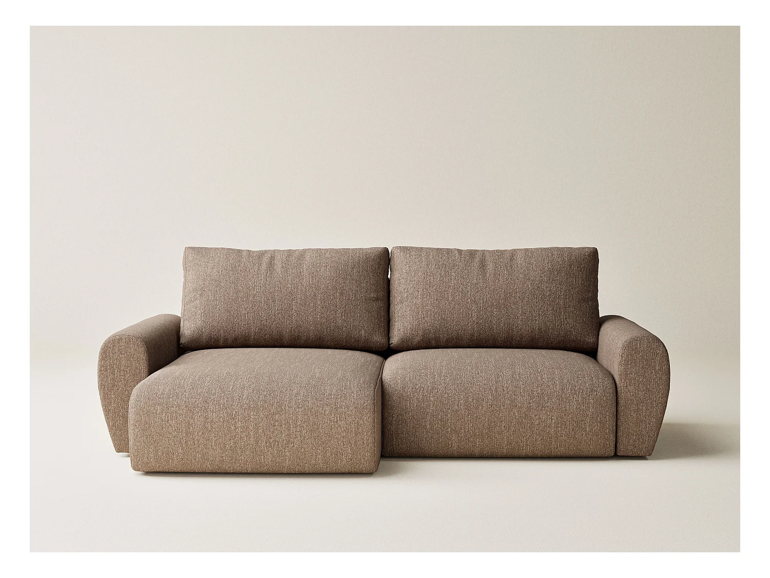 Ecksofa mit Schlaffunktion Numba aus Webstoff - Drei-Personen - braun