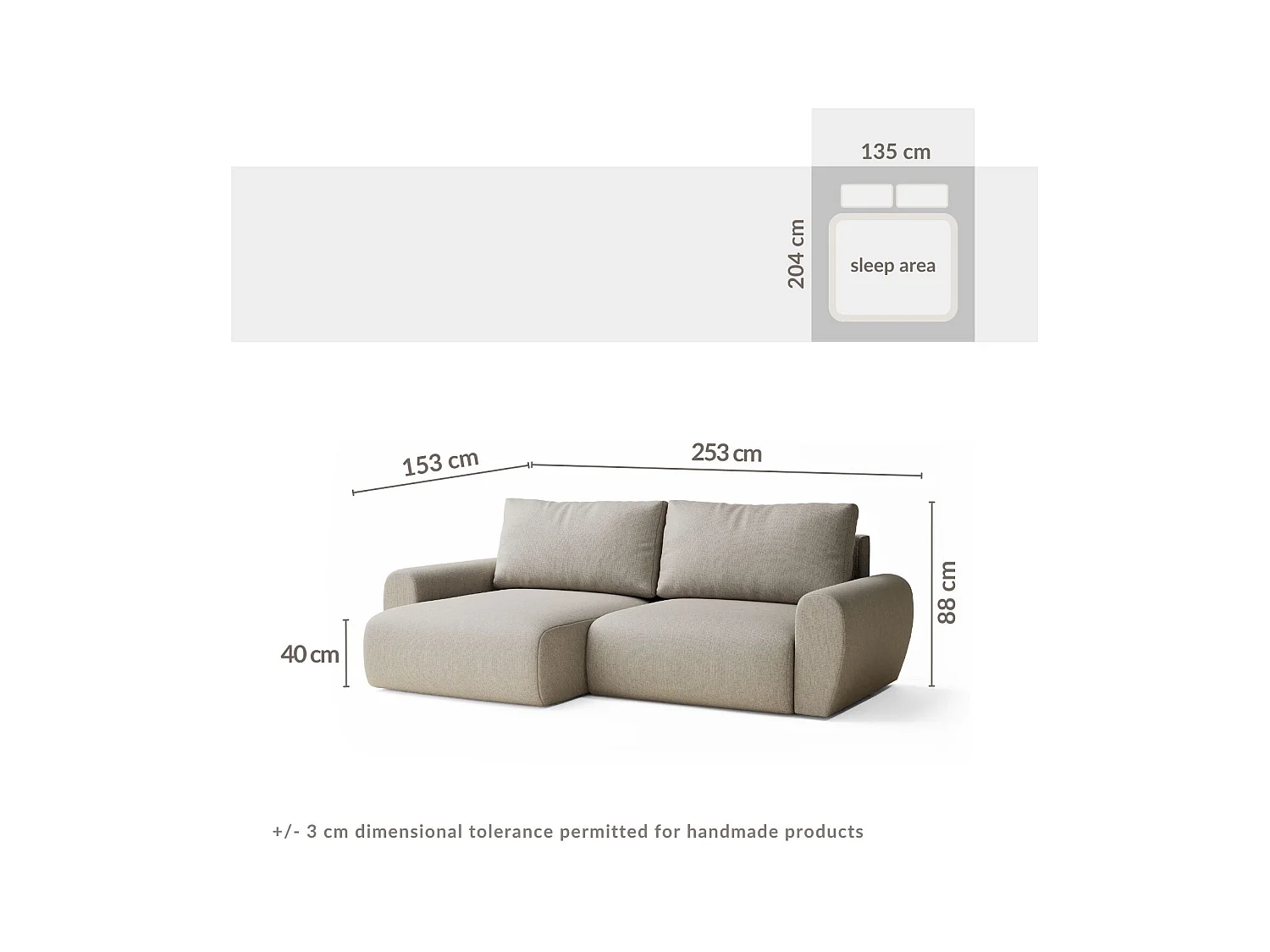Ecksofa mit Schlaffunktion Numba aus Webstoff - Drei-Personen - braun