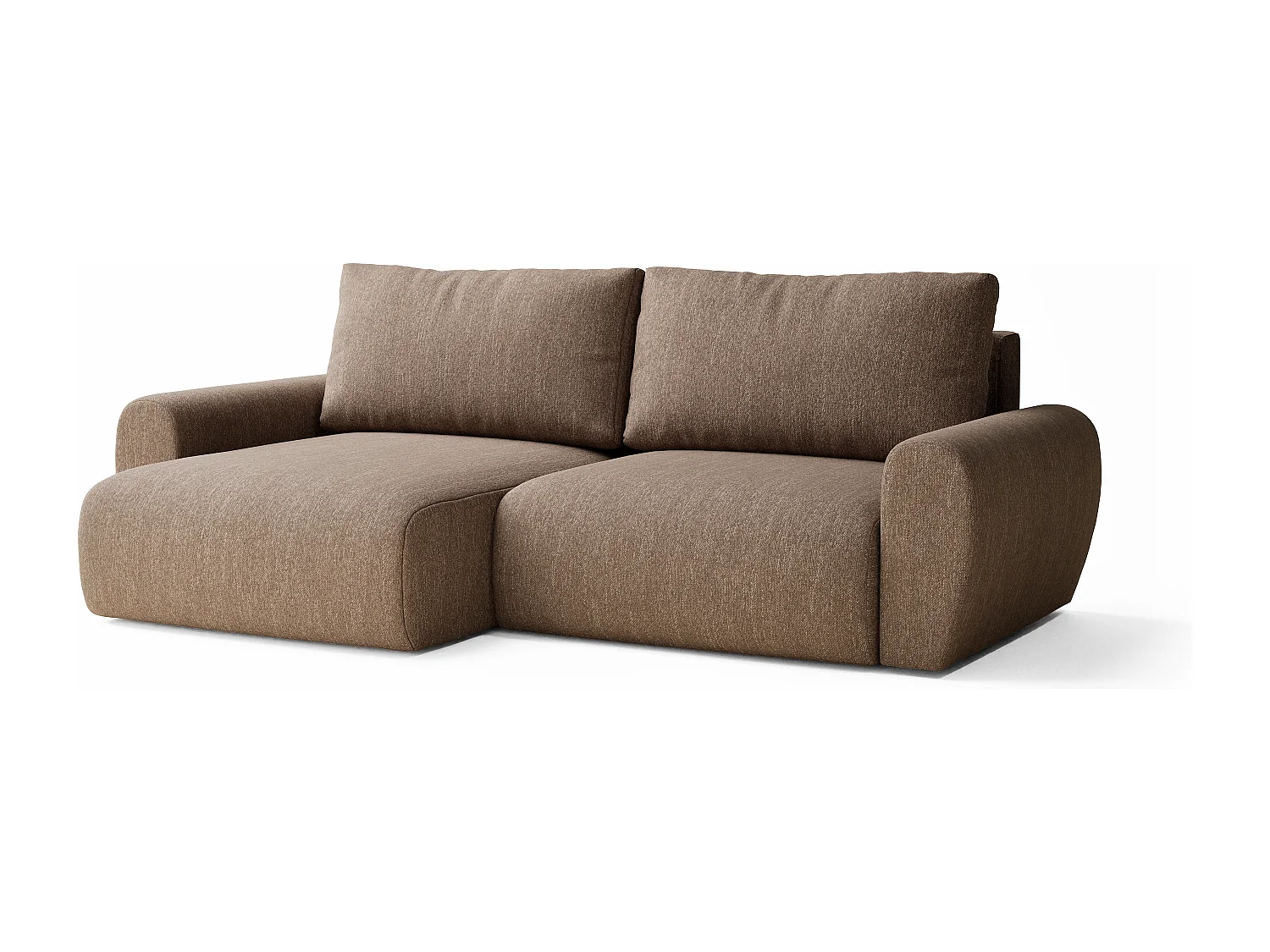 Ecksofa mit Schlaffunktion Numba aus Webstoff - Drei-Personen - braun