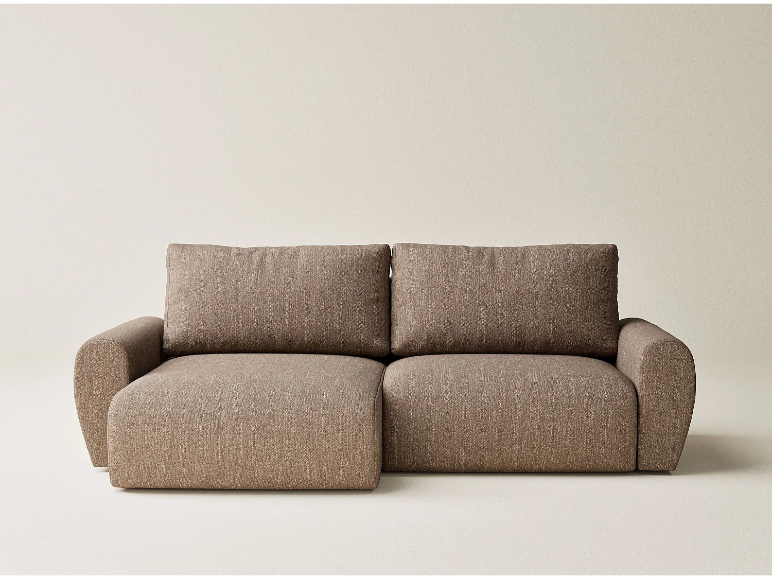 Ecksofa mit Schlaffunktion Numba aus Webstoff - Drei-Personen - braun