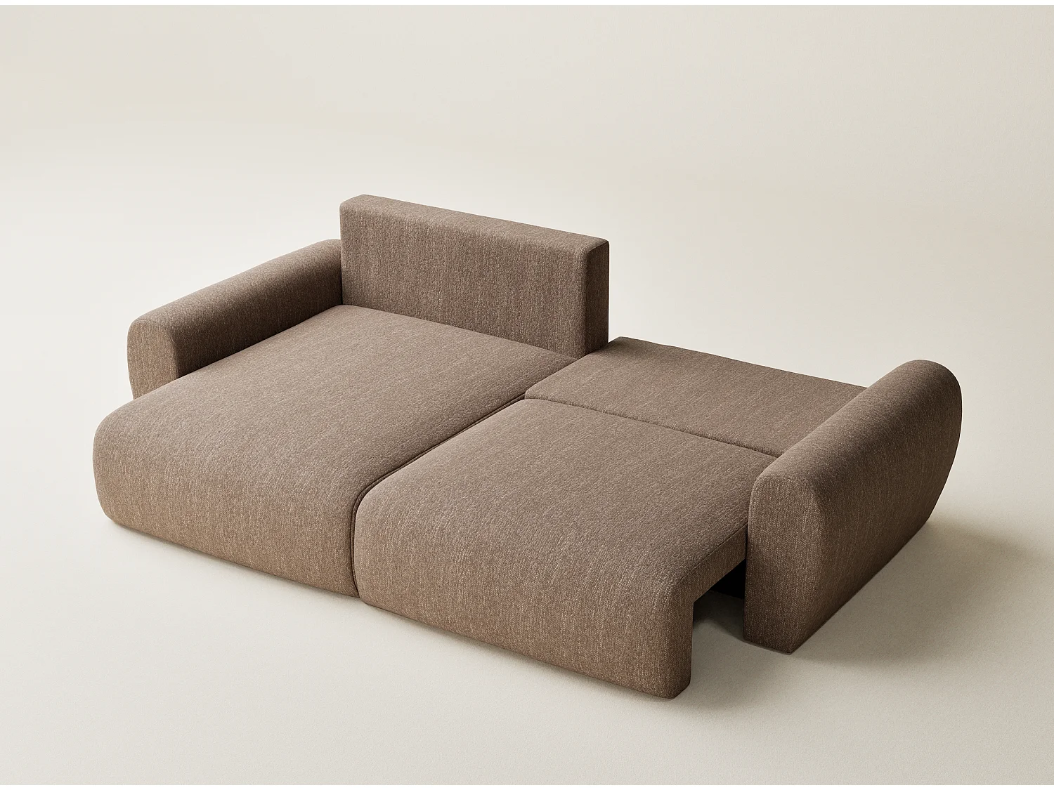 Ecksofa mit Schlaffunktion Numba aus Webstoff - Drei-Personen - braun