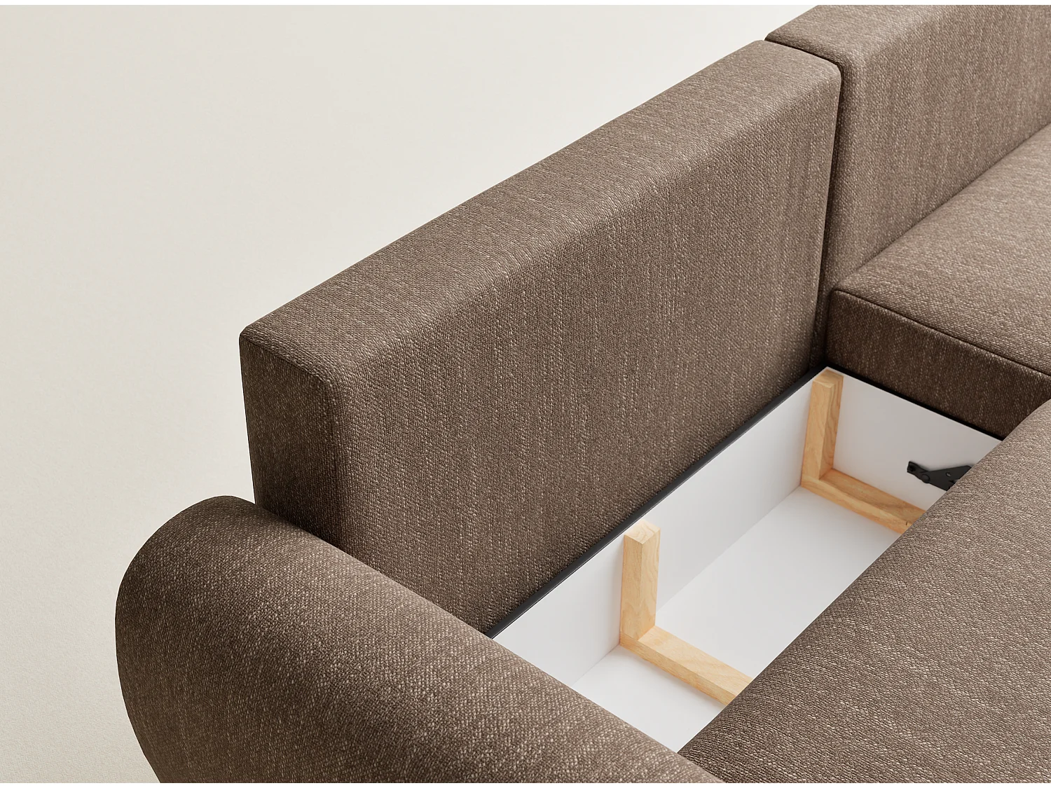 Ecksofa mit Schlaffunktion Numba aus Webstoff - Drei-Personen - braun