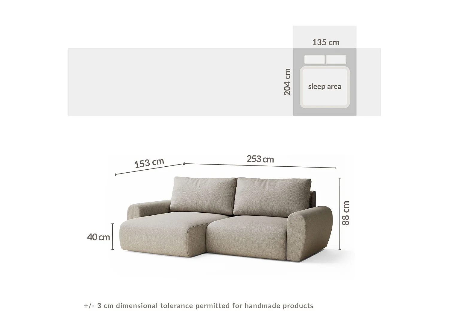 Ecksofa mit Schlaffunktion Numba aus Webstoff - Drei-Personen - braun