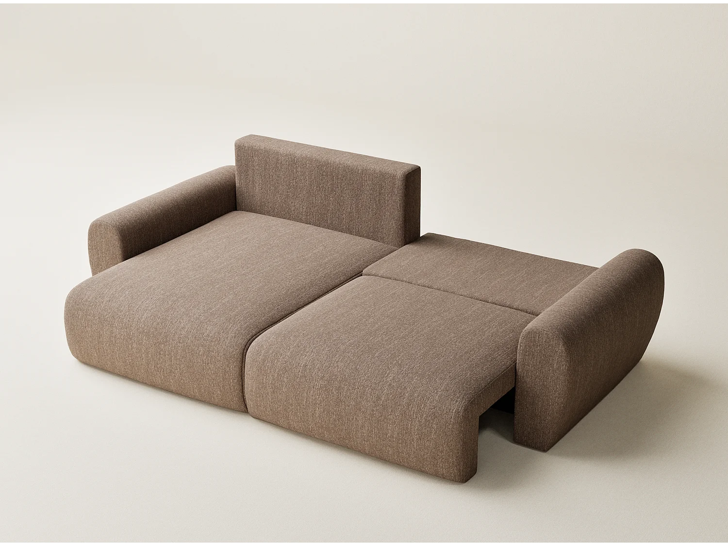 Hoekbank met slaapfunctie Numba in geweven stof - Driepersoons - bruin
