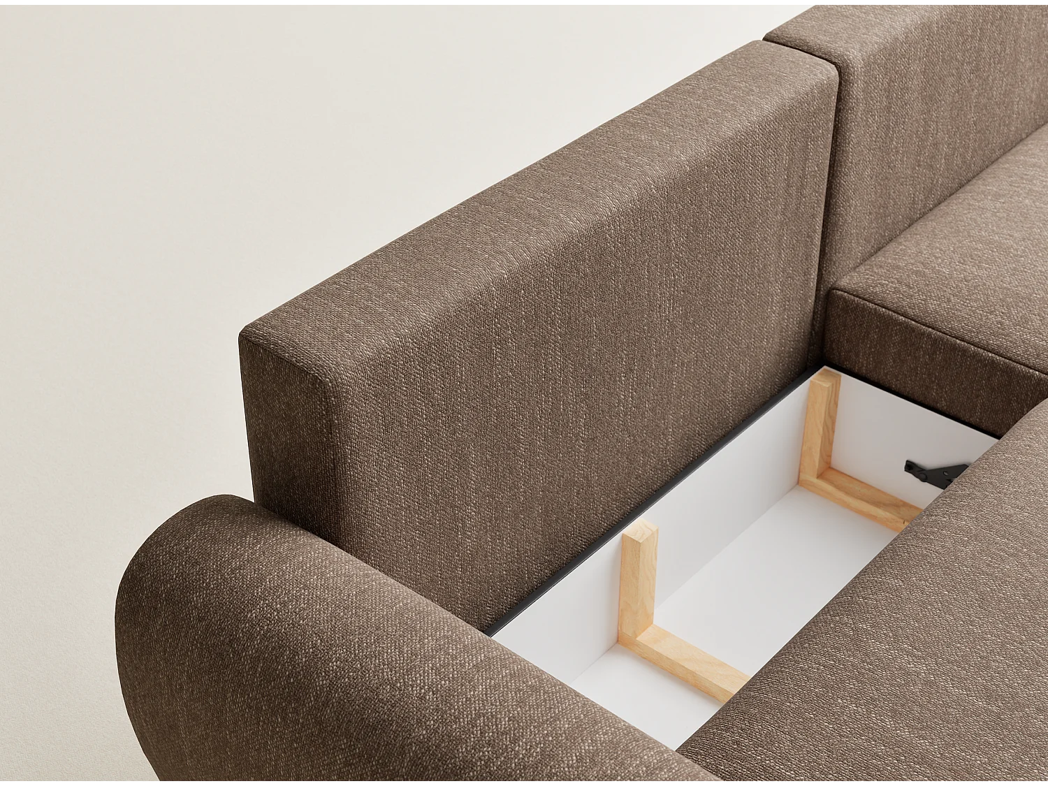 Hoekbank met slaapfunctie Numba in geweven stof - Driepersoons - bruin