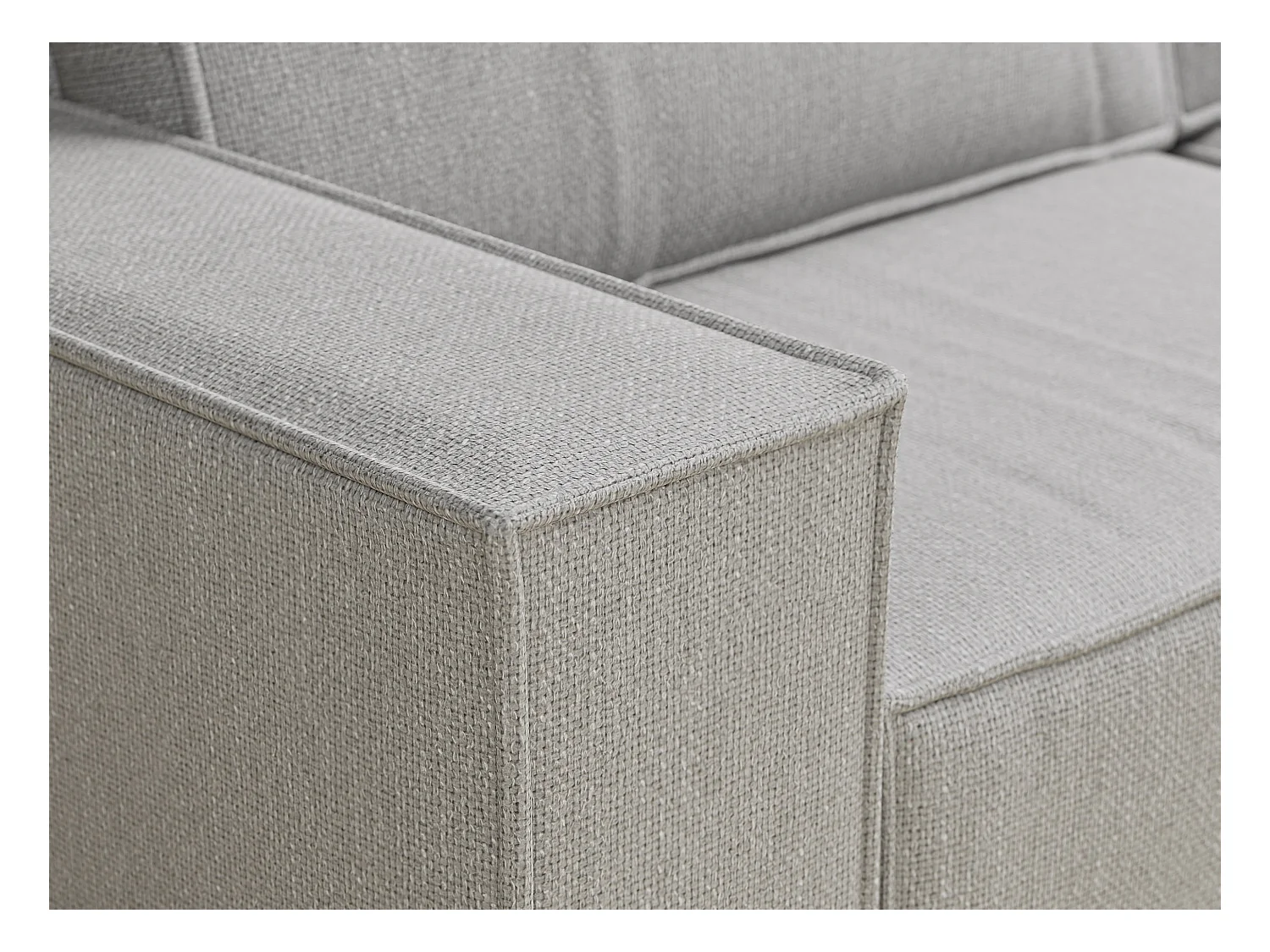 Canapé d'angle convertible Zaya im tissu tresse - 3 places - gris clair