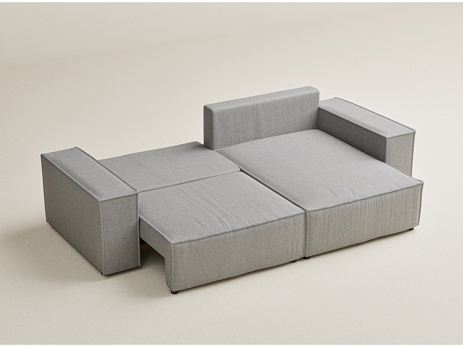 Ecksofa mit Schlaffunktion Zaya aus Webstoff - Drei-Personen - hellgrau