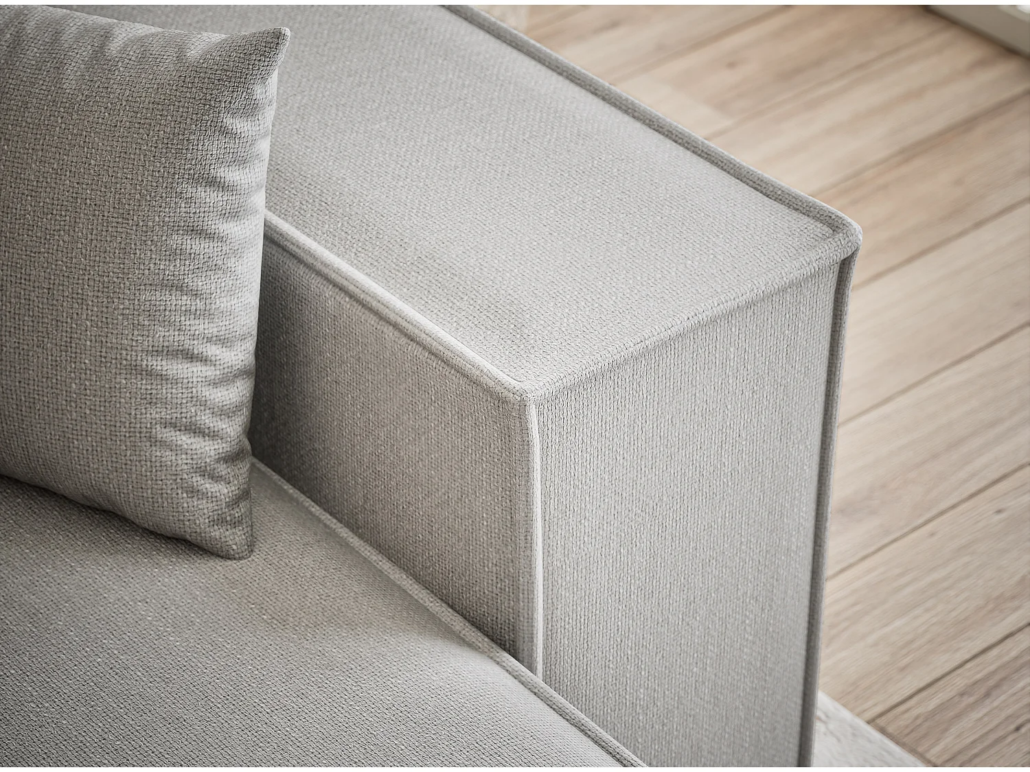 Ecksofa mit Schlaffunktion Zaya aus Webstoff - Drei-Personen - hellgrau