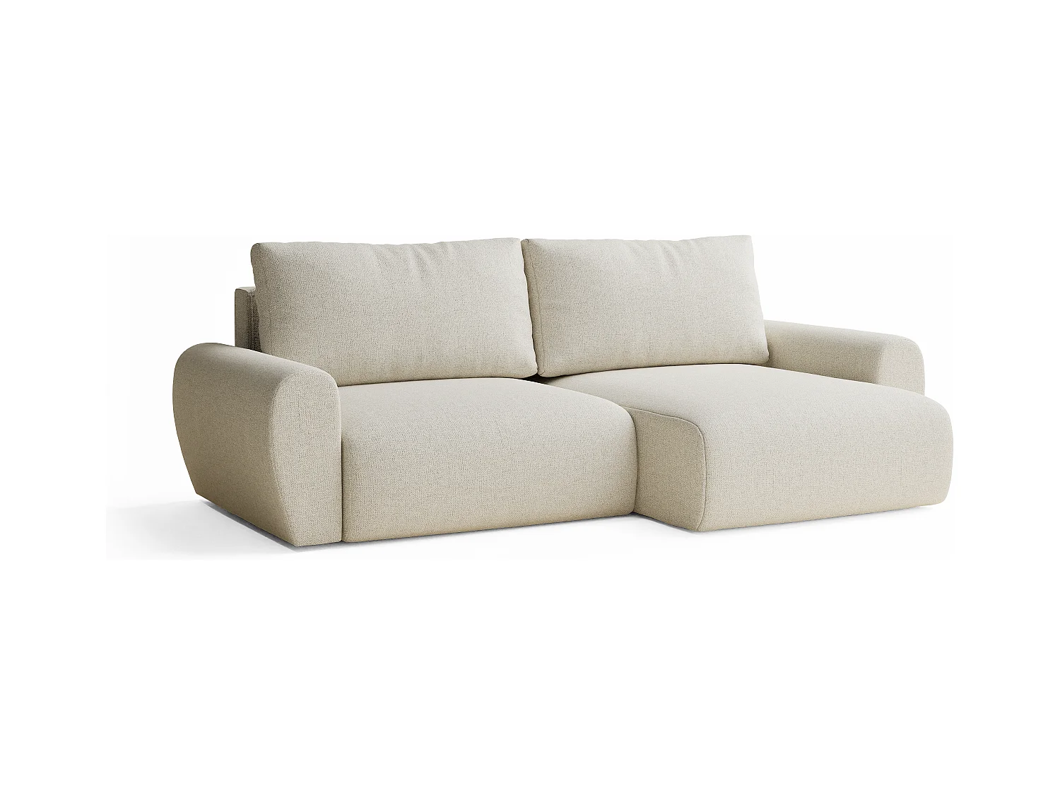 Ecksofa mit Schlaffunktion Numba aus Webstoff - Drei-Personen - creme