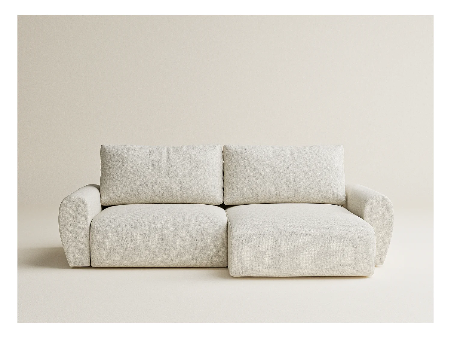 Ecksofa mit Schlaffunktion Numba aus Webstoff - Drei-Personen - creme