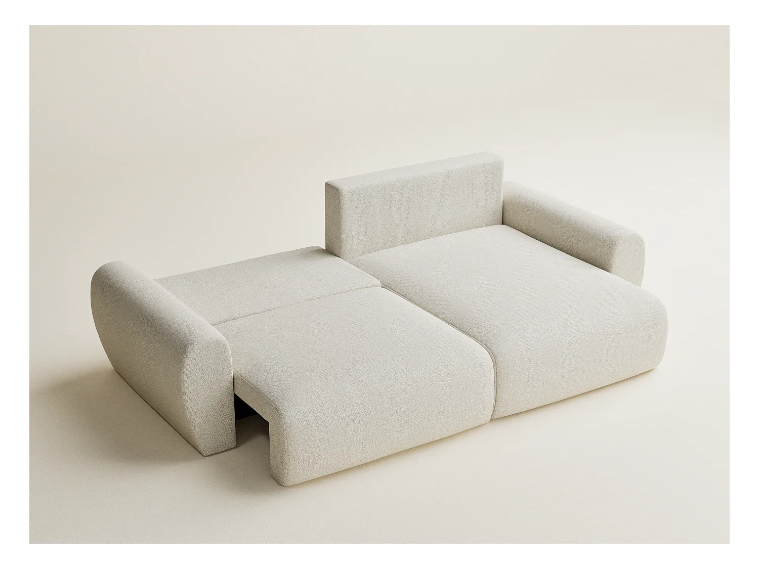 Ecksofa mit Schlaffunktion Numba aus Webstoff - Drei-Personen - creme