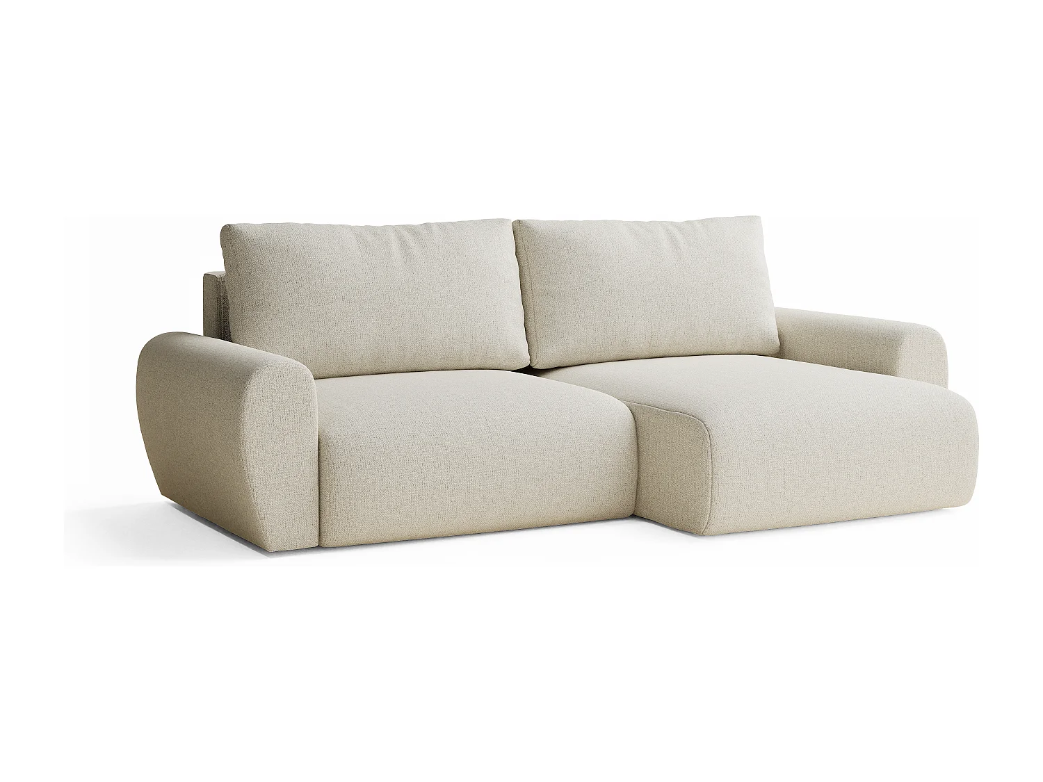 Ecksofa mit Schlaffunktion Numba aus Webstoff - Drei-Personen - creme