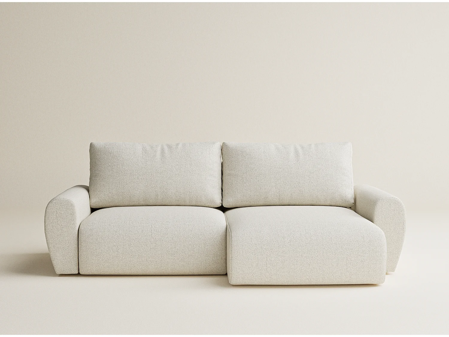 Ecksofa mit Schlaffunktion Numba aus Webstoff - Drei-Personen - creme
