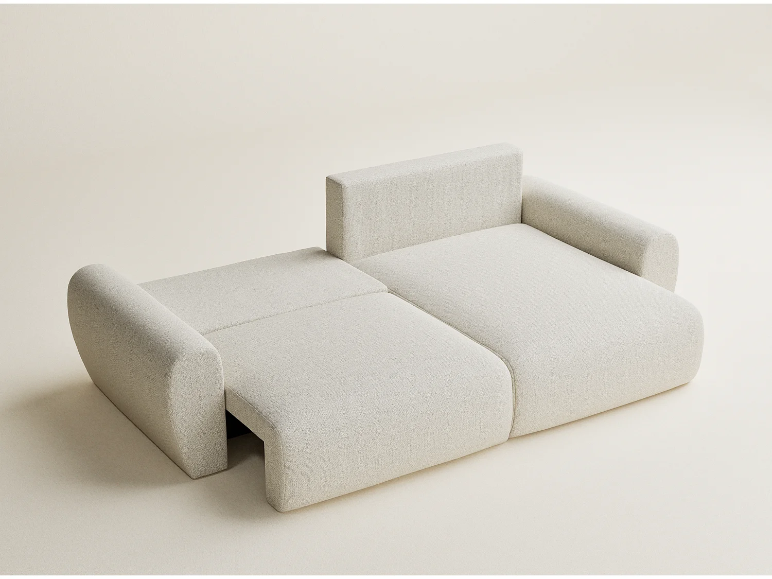 Ecksofa mit Schlaffunktion Numba aus Webstoff - Drei-Personen - creme