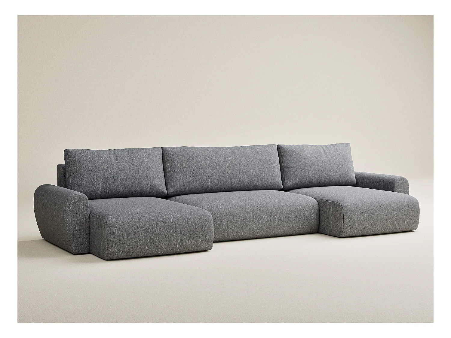 Panoramasofa mit Schlaffunktion Numba aus Webstoff - Sechs-Personen - grau