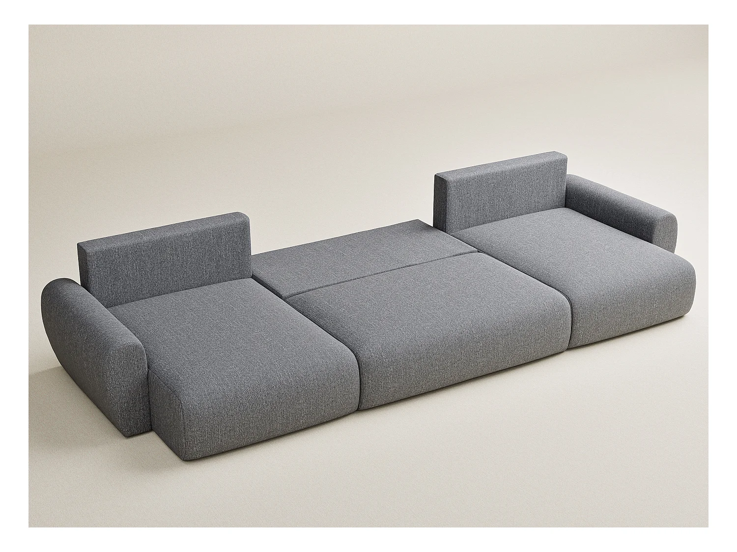 Panoramasofa mit Schlaffunktion Numba aus Webstoff - Sechs-Personen - grau