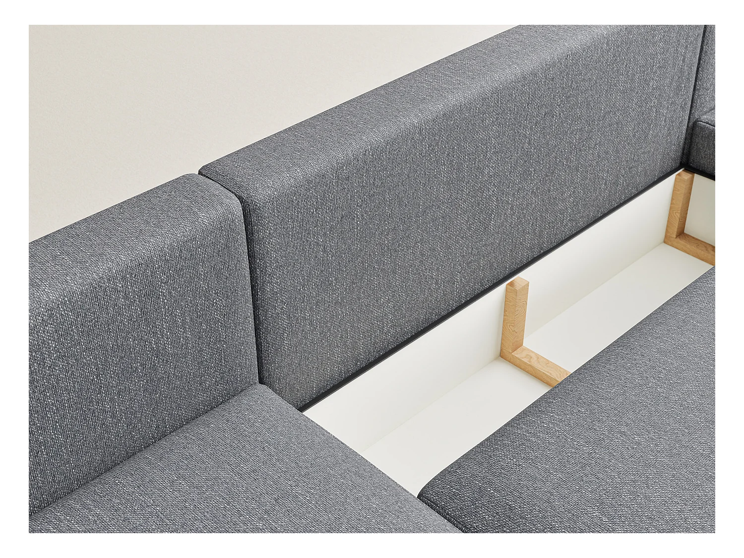 Panoramasofa mit Schlaffunktion Numba aus Webstoff - Sechs-Personen - grau