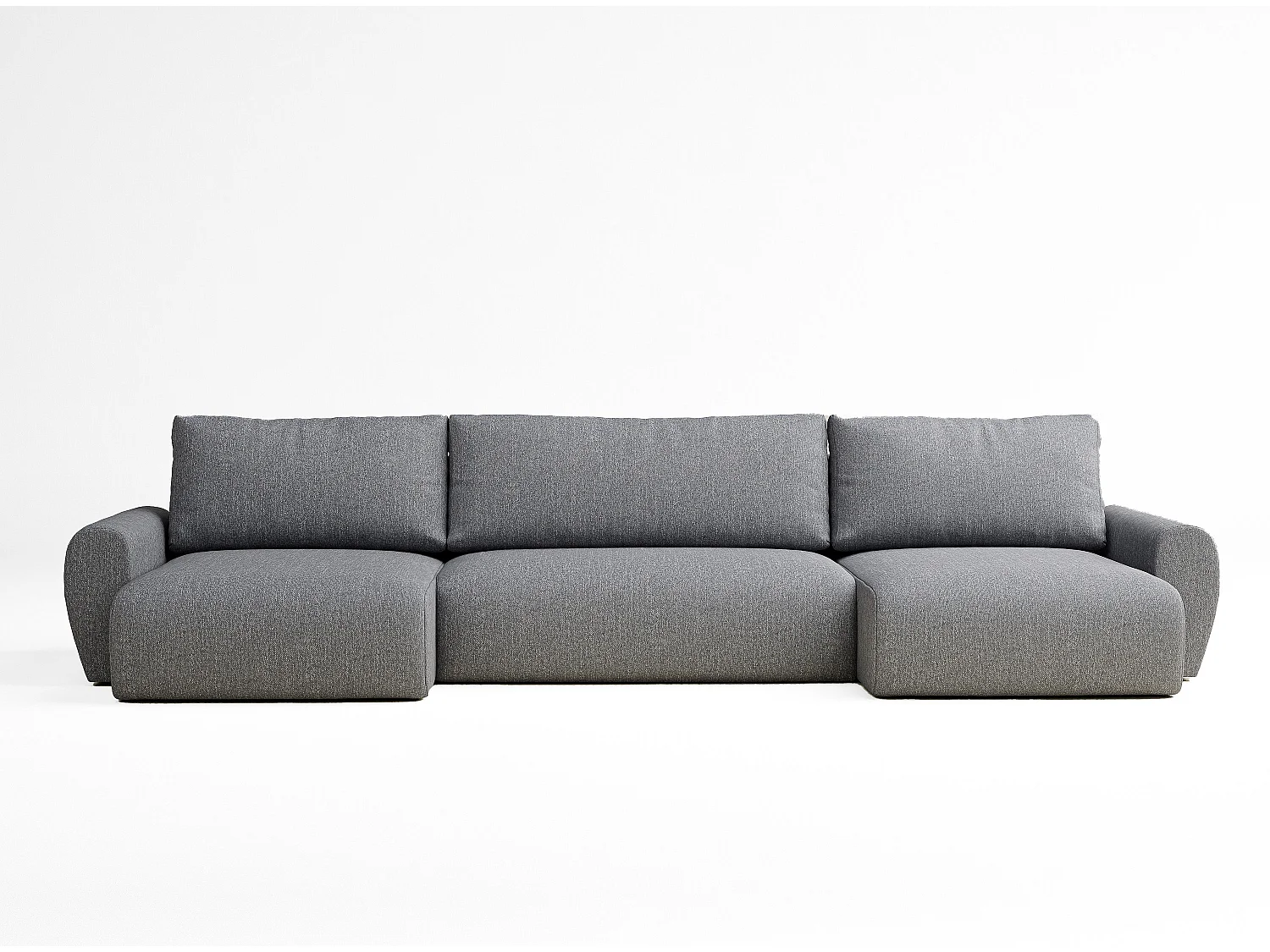 Canapé panoramique convertible Numba im tissu tresse - 6 places - gris